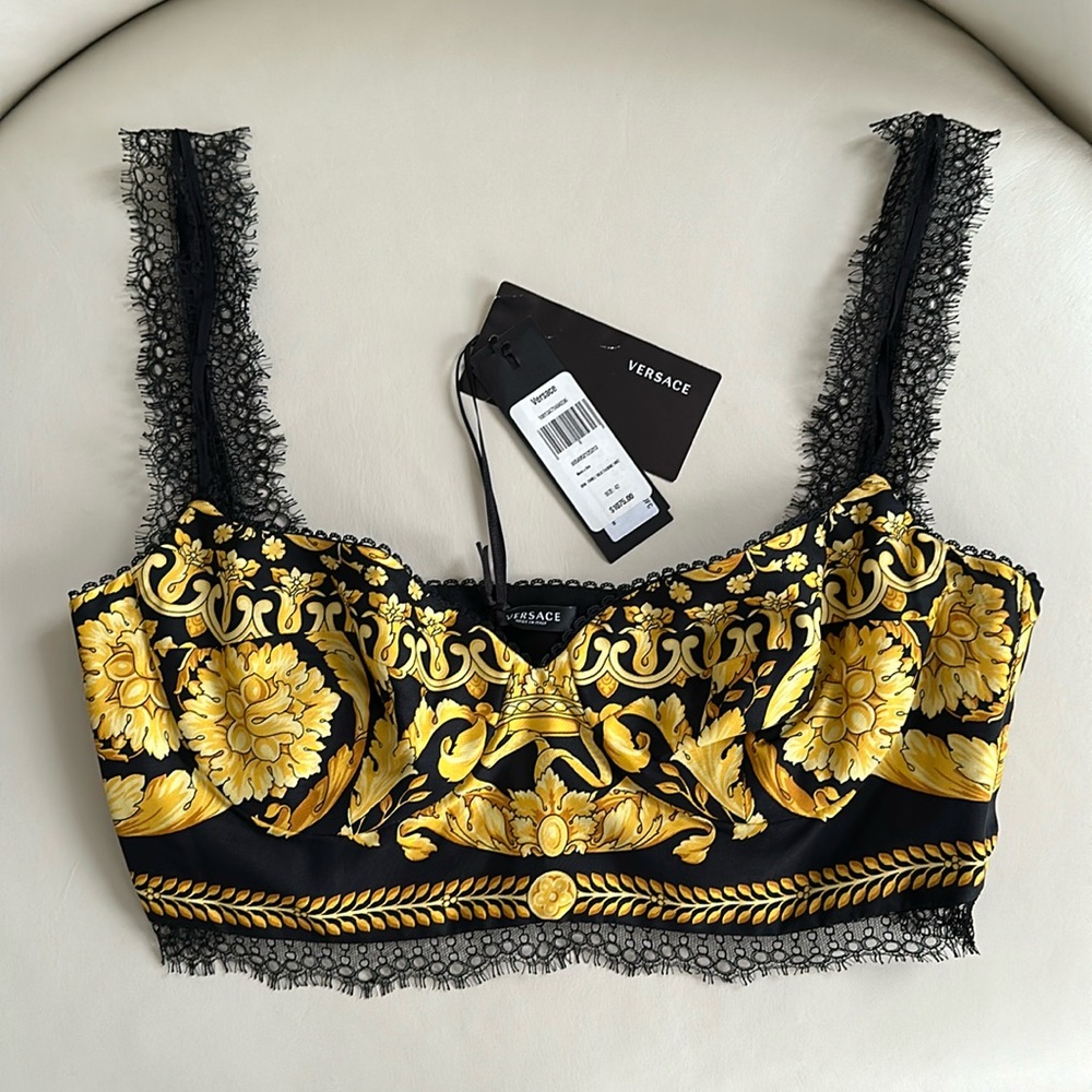 Versace Baroque Print Bralette Top